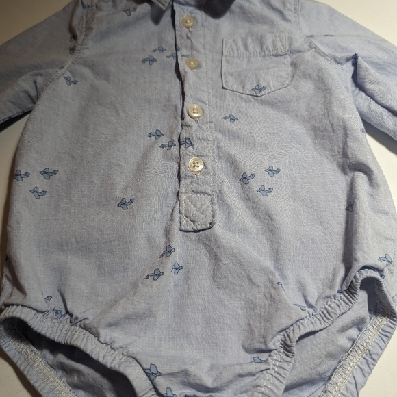 OshKosh B'gosh 9M Blue Airplane Onesie - Picture 3 of 5
